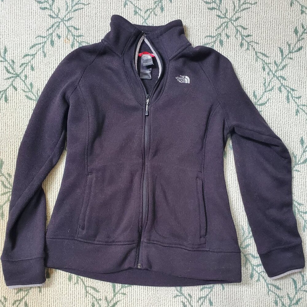 Women's Black North Face Full Zip Sweater Jacket, Medium